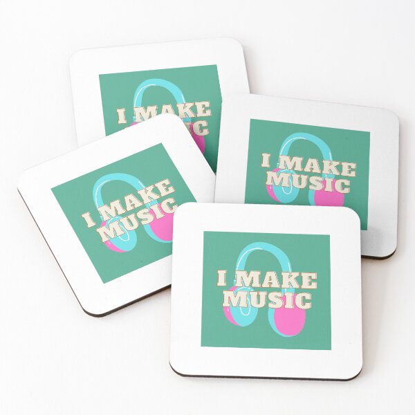 Item preview, I make music - pink and blue headphones designed and sold by snail-galaxy.
