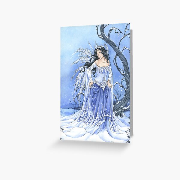 Blue Ice Snow Queen Fairy Greeting Card