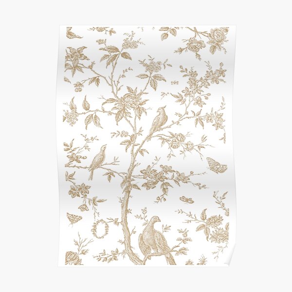 French Toile Pattern in Antique Gold Colour