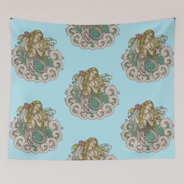 Item preview, Vintage Mermaid Crest - Teal and Pink designed and sold by PopShop !.