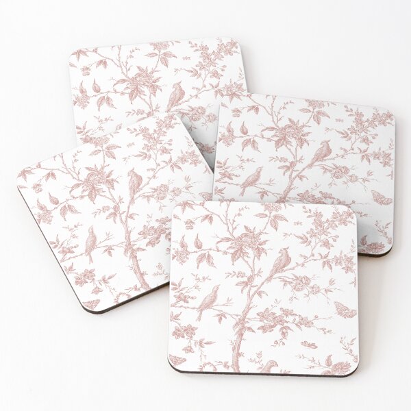Item preview, French Toile Pattern in Dusty Rose Colour designed and sold by silver6press.