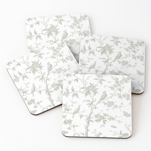 Item preview, French Toile Pattern in Sage Green Colour designed and sold by silver6press.