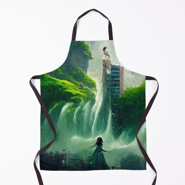 Item preview, Greenpunk Building On A Waterfall designed and sold by FantasyAI.