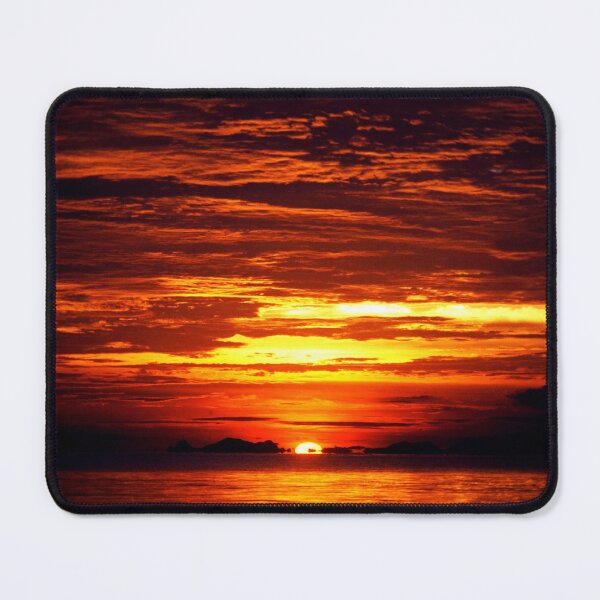 Item preview, WATERSCAPES #23 - Intense Burnt Orange Sunset with Layered Clouds designed and sold by DEL-Productions.