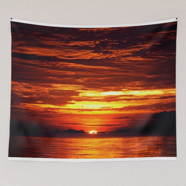 Item preview, WATERSCAPES #23 - Intense Burnt Orange Sunset with Layered Clouds designed and sold by DEL-Productions.