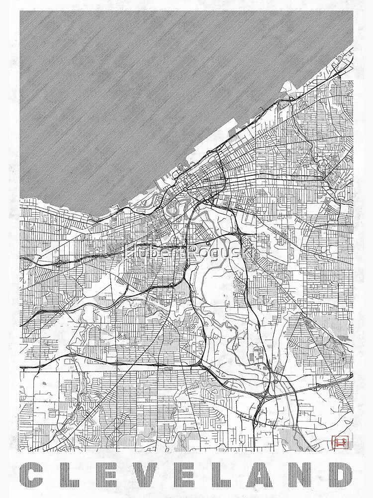 Cleveland Map Line by HubertRoguski