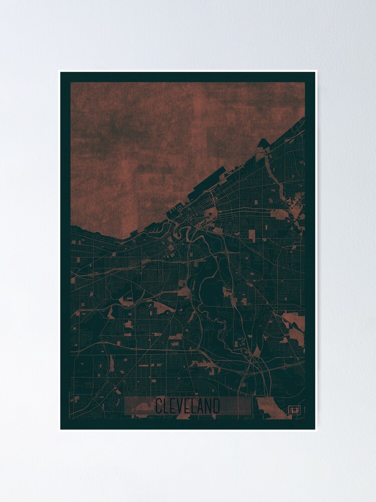 Thumbnail 2 of 3, Poster, Cleveland Map Red designed and sold by HubertRoguski.
