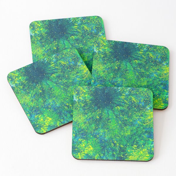Item preview, Sacred Token From The Emerald Tablet #610 New Age 5D Original Hand-painted Abstract Painting Detail 2 In Blue Green Yellow Inspired By Jungle Rainforest Wilderness Botanical Garden Flora And Fauna designed and sold by Rainbow Artist Orlando L.