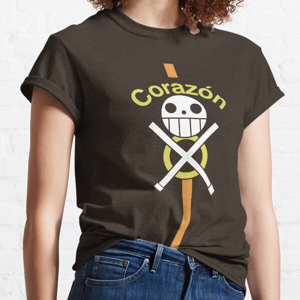 Trafalgar Law Corazón Pirates Manteau brun T-shirt classique