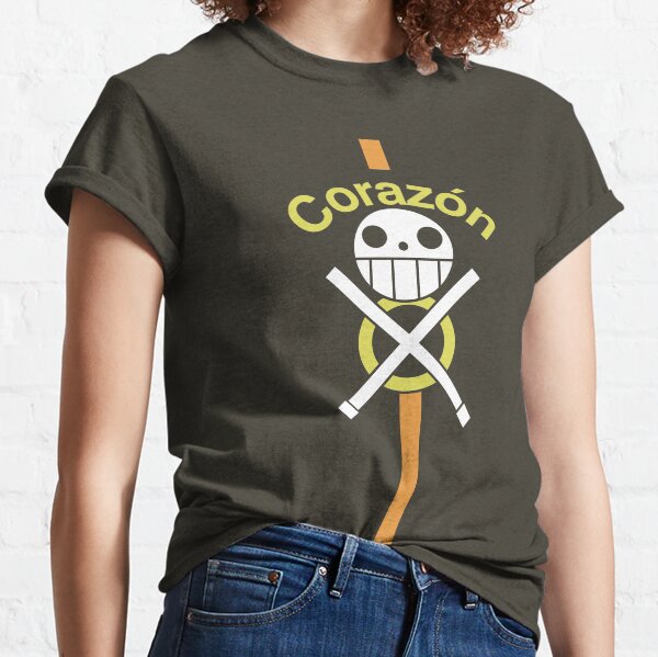 Trafalgar Law Corazón Pirates Manteau brun T-shirt classique