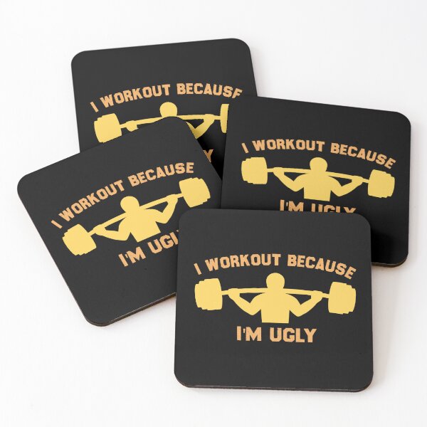 Item preview, I Workout Because I'm Ugly Funny Workout Quote designed and sold by medbdj.