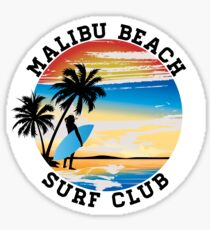 Malibu Beach Surf Club California Surfer Surfing Ocean Sticker
