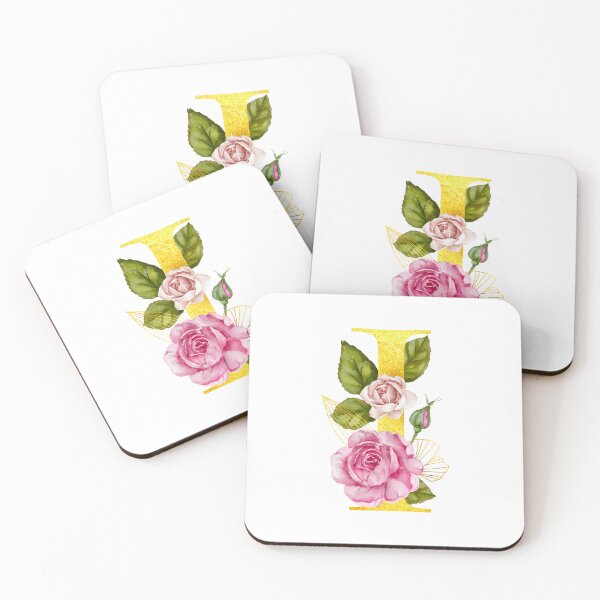 Item preview, Watercolor Monogram Letter I With Pink Roses designed and sold by silviaol.