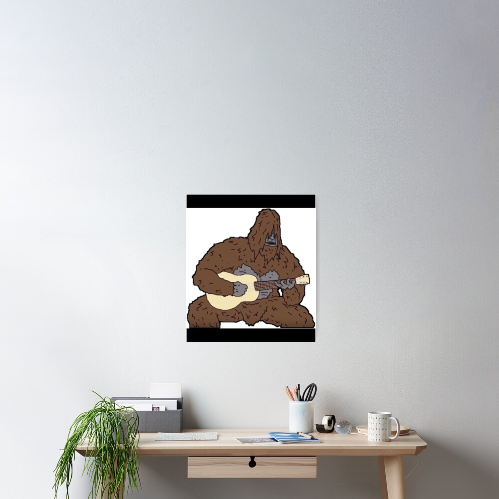 Sassy The Sasquatch Playing Guitar Sticker Poster For Sale By Sherlinewb Redbubble