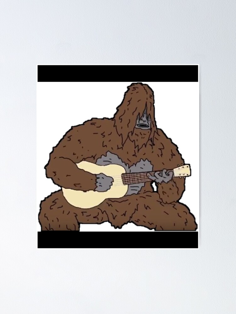 Sassy The Sasquatch Playing Guitar Sticker Poster For Sale By Sherlinewb Redbubble