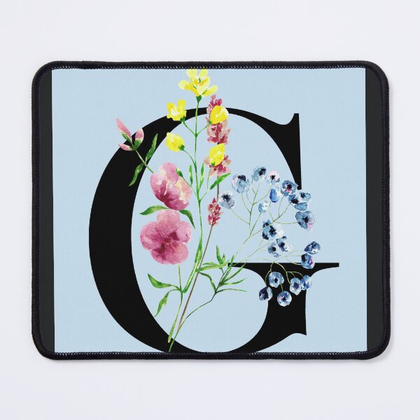 Item preview, Watercolor Floral Monogram Letter G on Blue Background designed and sold by silviaol.