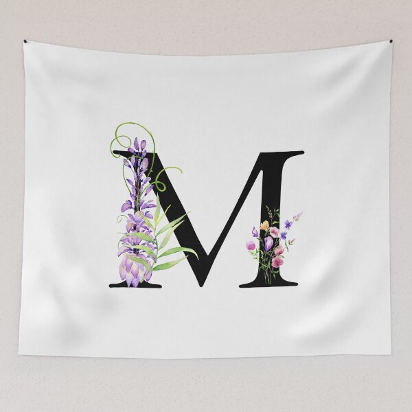 Item preview, Watercolor Monogram Black Letter M designed and sold by silviaol.