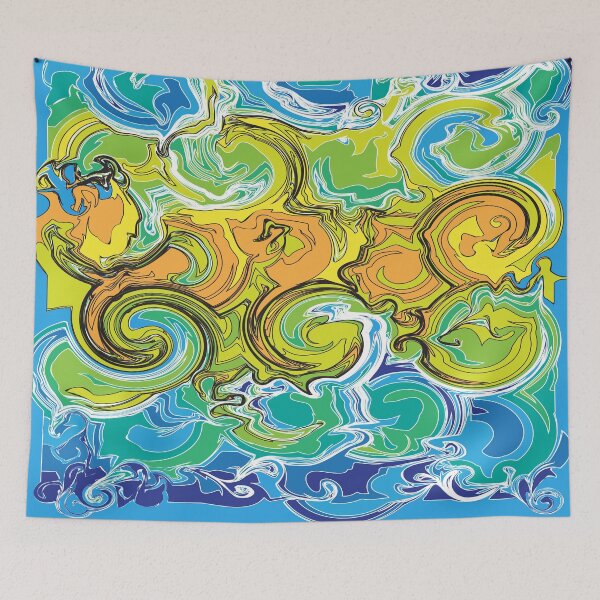 Item preview, Fluid Art, Pouring art design, Blue Green Yellow Abstract, liquid art designed and sold by Thilaniz.