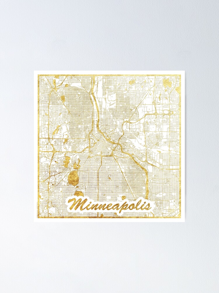 Thumbnail 2 of 3, Poster, Minneapolis  Map Gold designed and sold by HubertRoguski.
