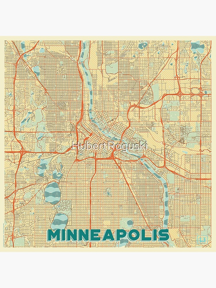 Thumbnail 3 of 3, Poster, Minneapolis Map Retro designed and sold by HubertRoguski.