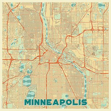 Artwork thumbnail, Minneapolis Map Retro by HubertRoguski