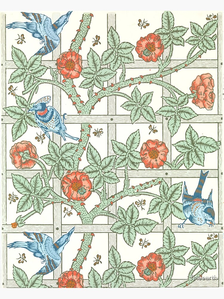 "Trellis Block Print Wallpaper by William Morris" Metal Print by