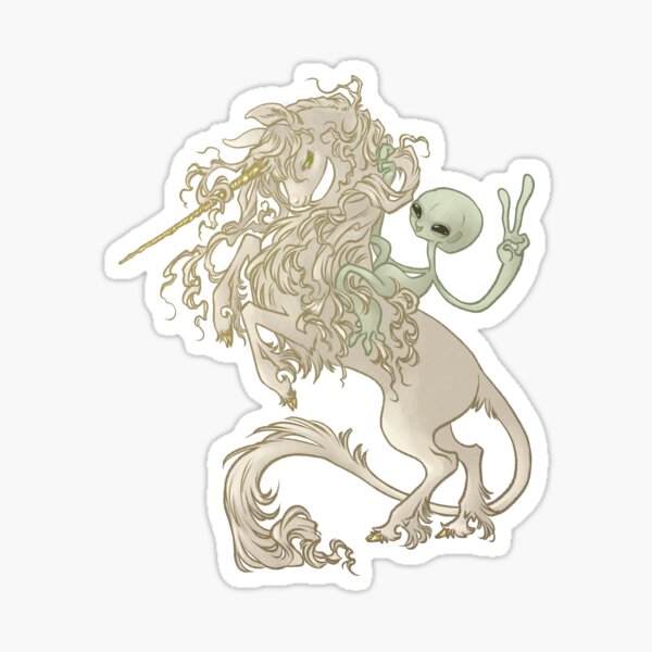 Alien Riding Unicorn Sticker