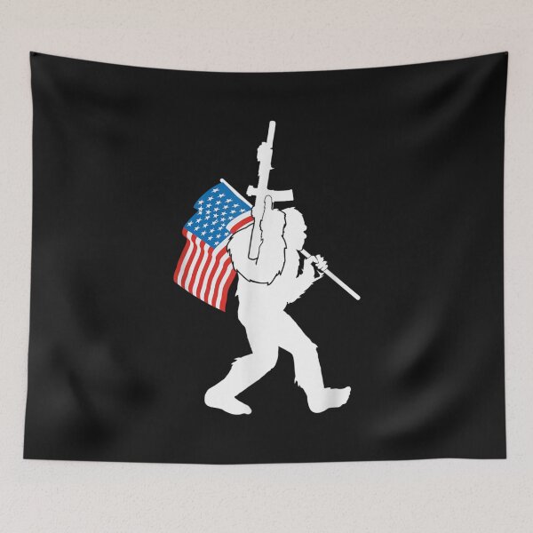 Item preview, Bigfoot American Flag USA 2nd Amendment Bear Arms Sasquatch designed and sold by JaySantos2022.