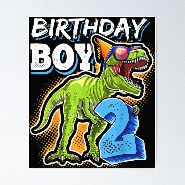 Item preview, Birthday Boy 2 2nd Birthday T Rex Dinosaur Party Gift Boys designed and sold by JaySantos2022.