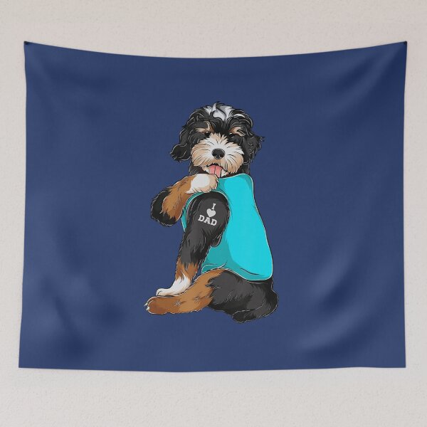 Item preview, Bernedoodle I Love Dad Tattoo Apparel, Dog Dad Dads designed and sold by XemLai.