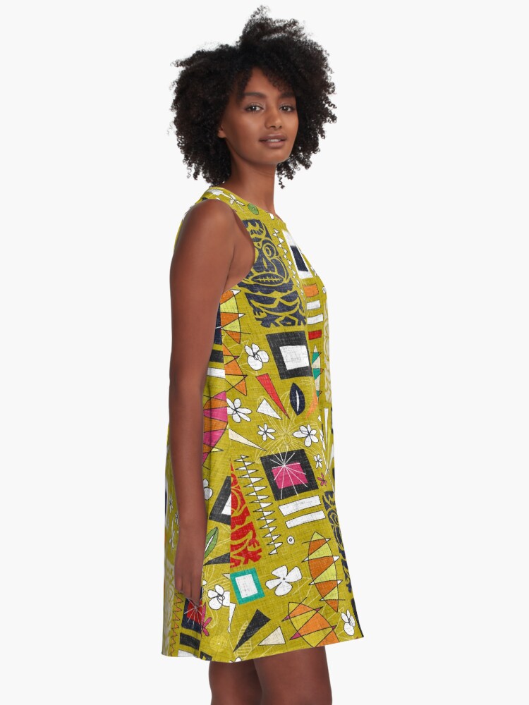 Alternate view of tiki yellow A-Line Dress