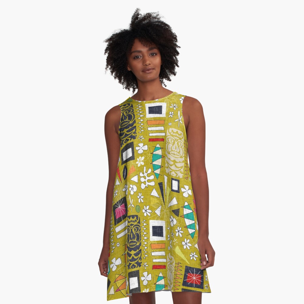 tiki yellow A-Line Dress