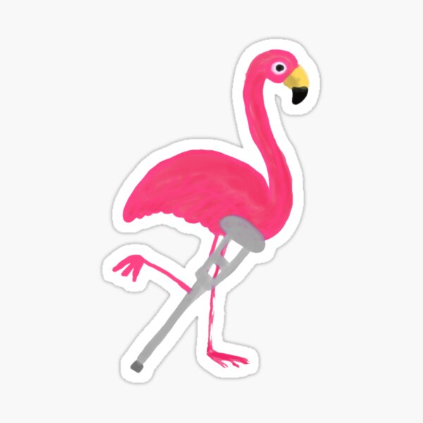 Funny Flamingo On Crutches Sticker