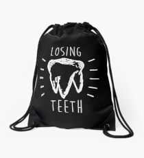 Losing Teeth (White) Drawstring Bag