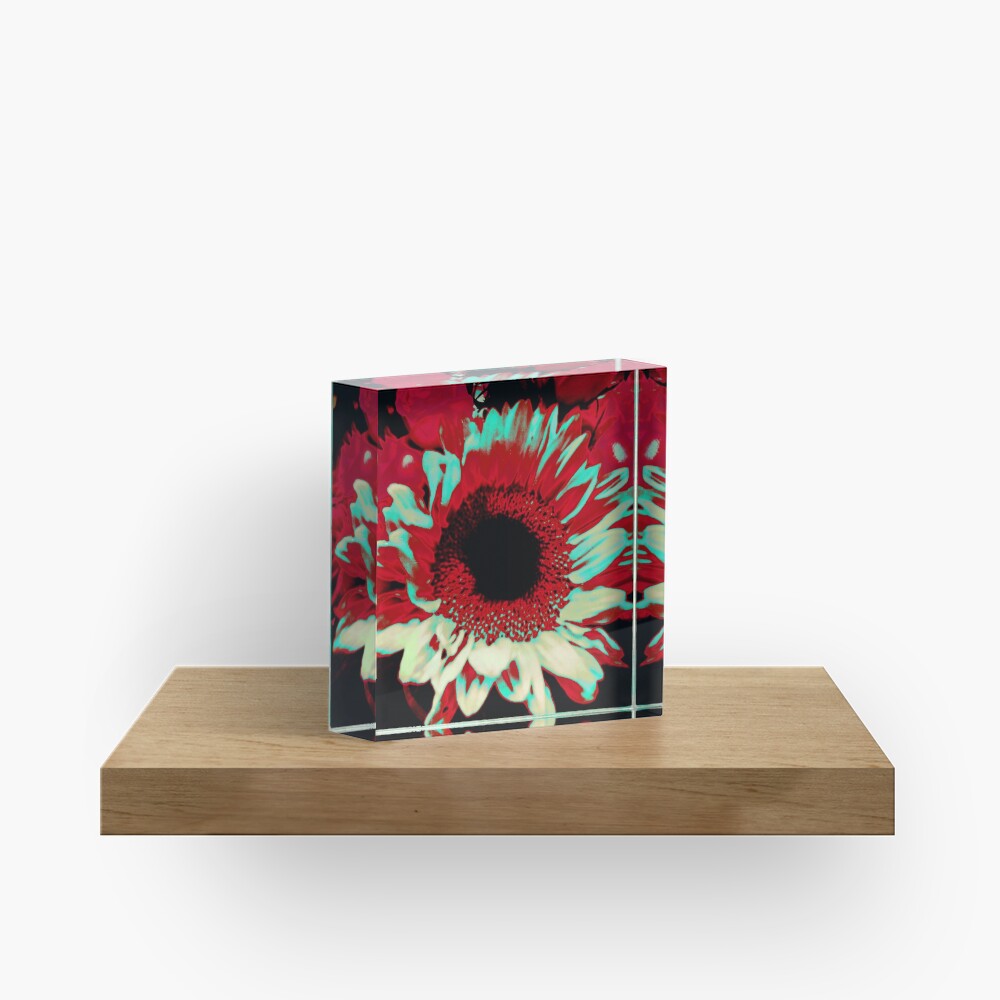 Bright Floral - Fiery Sunflower Design Acrylic Block
