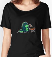 Kawaii Cute BBQ Dragon Dino Humor Geek Design Women's Relaxed Fit T-Shirt