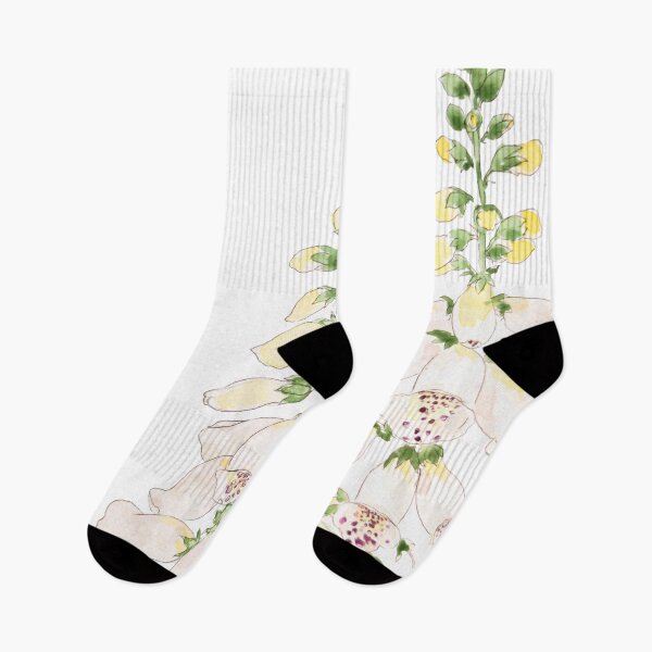 Item preview, hand painted 2 white foxgloves flowers blossom ink and watercolor designed and sold by ColorandColor.