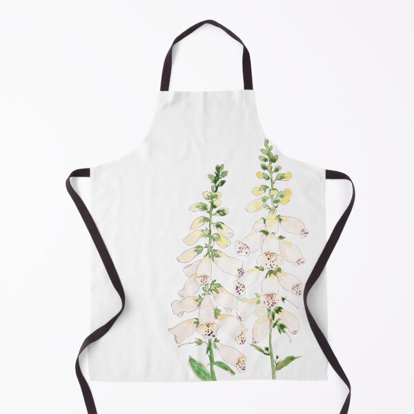 Item preview, hand painted 2 white foxgloves flowers blossom ink and watercolor designed and sold by ColorandColor.