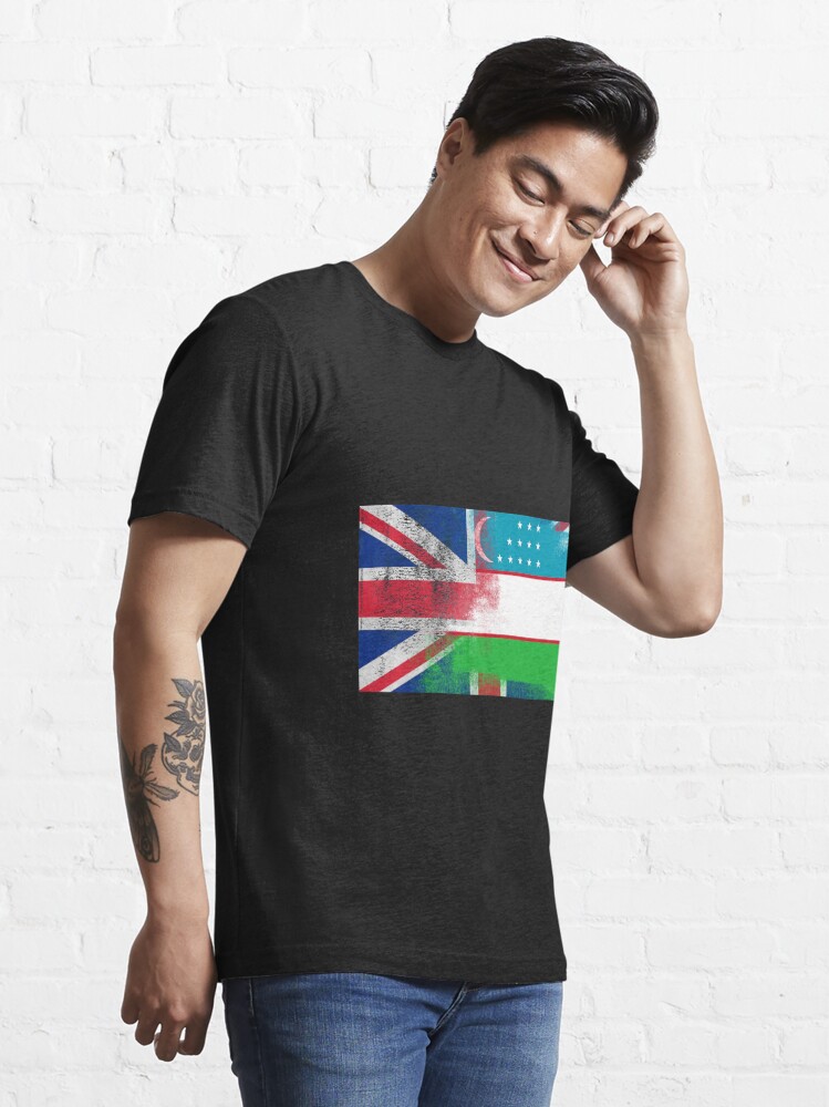 British Uzbek Half Uzbekistan Half Uk Flag T Shirt For Sale By Ozziwar Redbubble