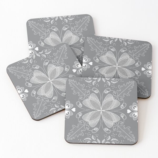 Item preview, Gray Azulejo - White on gray floral repeating pattern designed and sold by anaskwi.