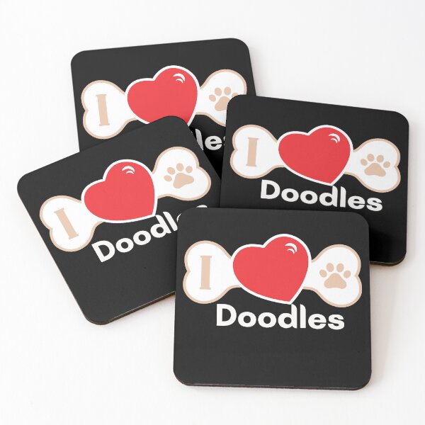 Item preview, I love Doodles(a mix breed of dogs with poodles)Red Heart and Pawprint with tan lettering for all doodle lovers. designed and sold by tranquilbeach.