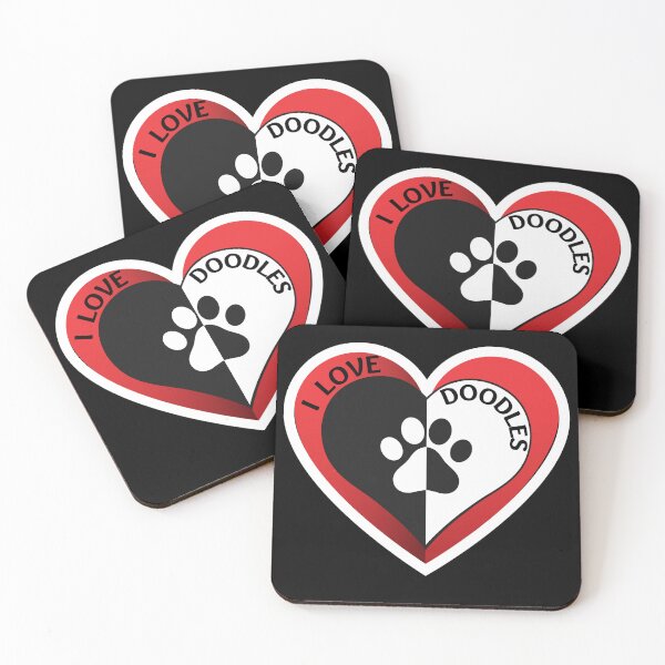Item preview,  I love Doodles(a mix breed of dogs with poodles)Red Heart and Pawprint with tan lettering for all doodle lovers. designed and sold by tranquilbeach.