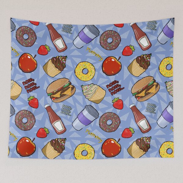 Item preview, Food mix on blue background  designed and sold by BumbleBearArtUK.