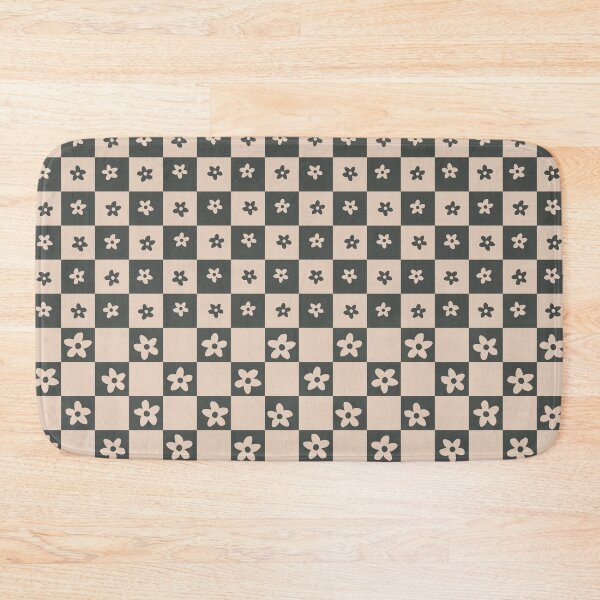 Item preview,  Abstract Floral Checker Pattern 4 in Tan and Black designed and sold by nineFlorals.