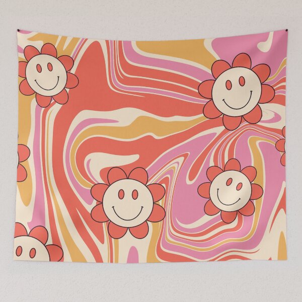 Item preview, Vintage Psychedelic Swirl Smiley Flowers  designed and sold by MaiZephyr.