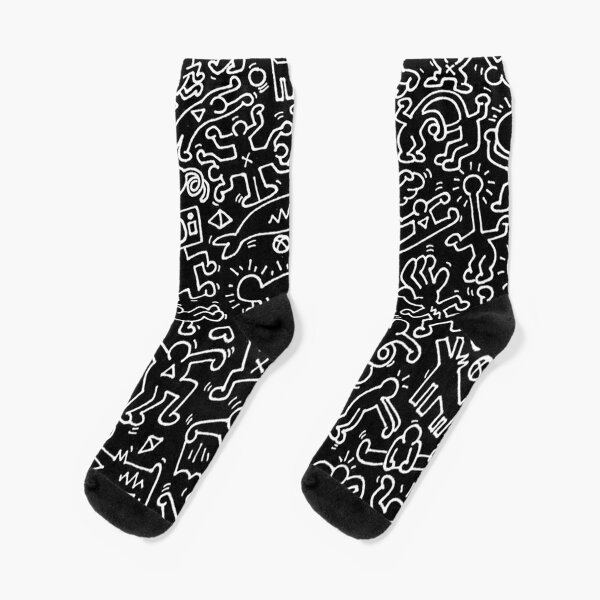 ART SOCKS Keith Haring POP SHOP ICONS Running Hearts MENS ANKLE Blue Pink Yellow 