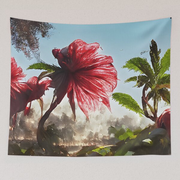 Item preview, Hibiscus flowers in tropical setting  designed and sold by fizzribbit.