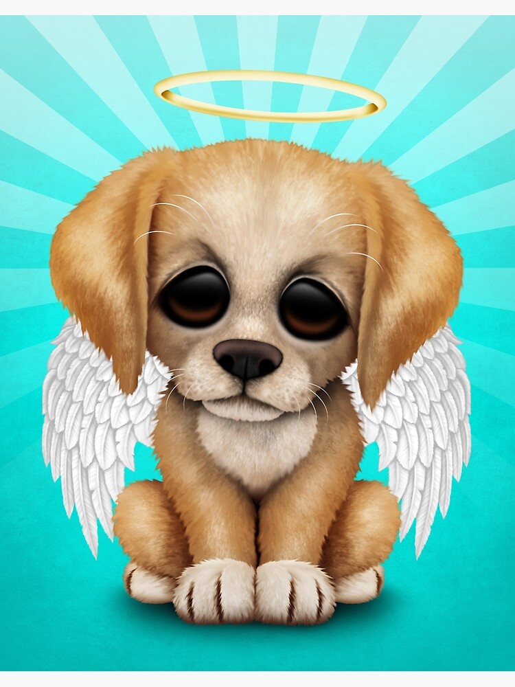 “Cute Golden Retriever Puppy Angel” Poster for Sale by JeffBartels