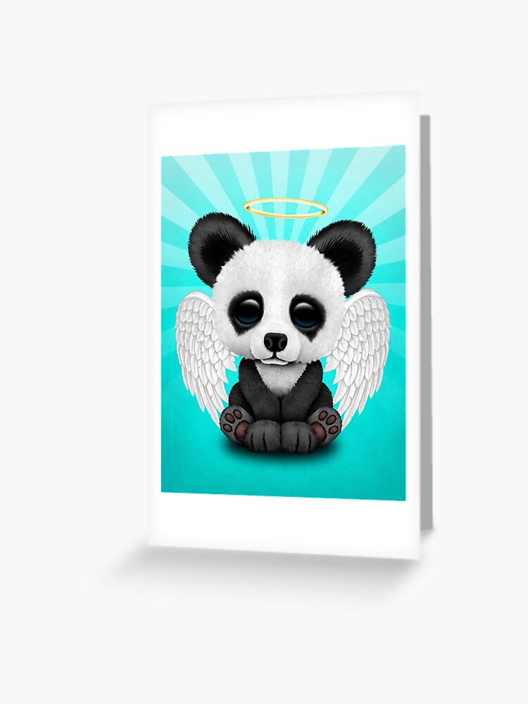 Cute Baby Panda Bear Cub Angel Greeting Card By Jeffbartels Redbubble