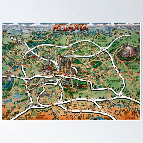 Atlanta Attractions Map Illustrated Map Of Georgia, Usa Attractions